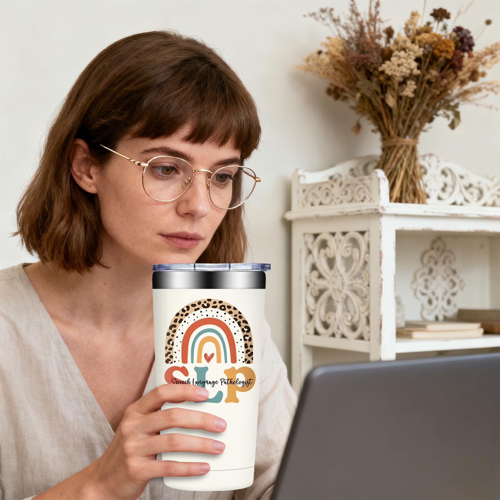 SpenMeta SLP Gifts - Speech Pathologist Gifts for Women - Speech Therapist Appreciation Thank You Gift - 20oz It's a Good Day to Help Tiny Humans Communicate Tumbler Cup