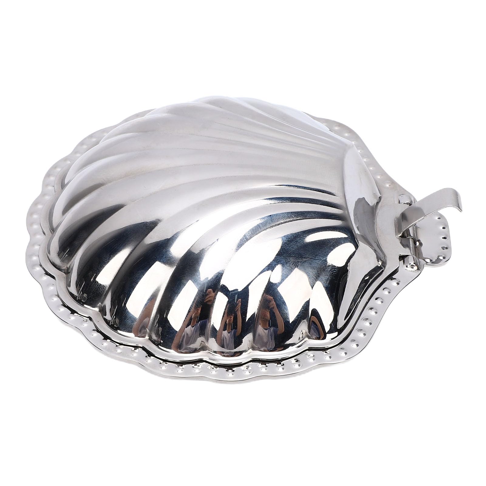 Bandeja decorativa para joyería Jectse con diseño de concha plateada premium