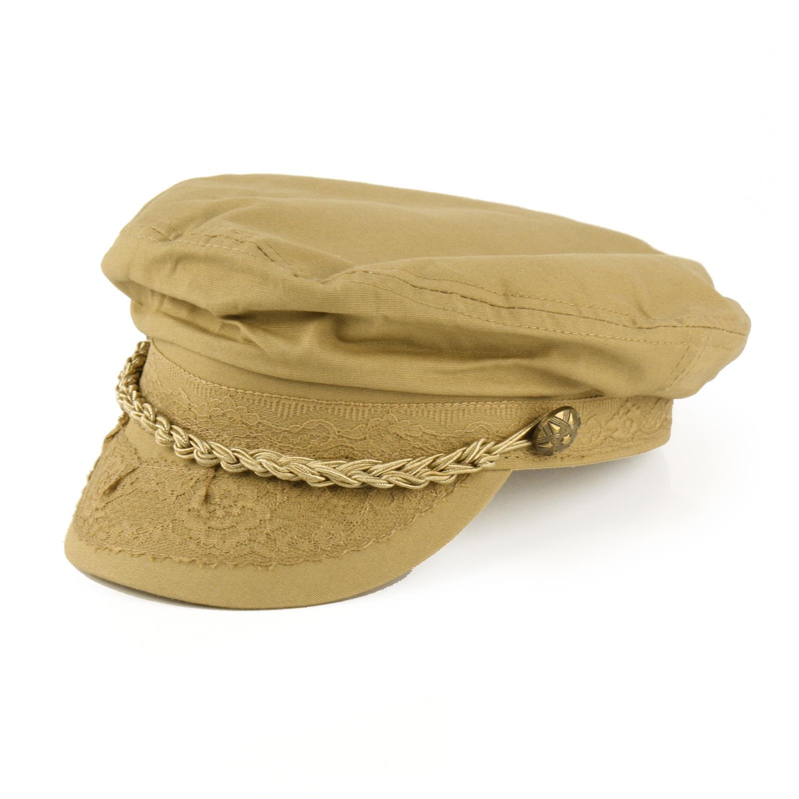 SK Hat shop Men's Summer Cotton Greek Fisherman Sailor Fiddler Driver Hat Flat Cap, Khaki, L/XL