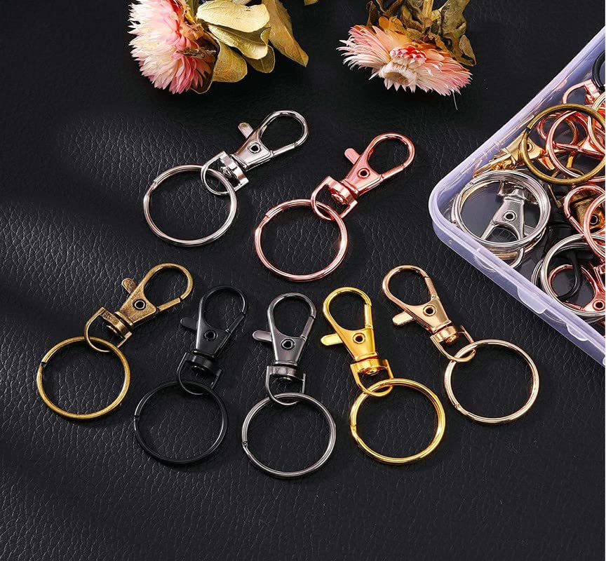 Image of DIY Crafts 1x, Golden, Curved Lobster Clasps Metal Swivel Lanyard Snap Hook with Key Rings, TV Remote Key Chain, Manual Art Keychain (Only Lobst (1x, Golden)