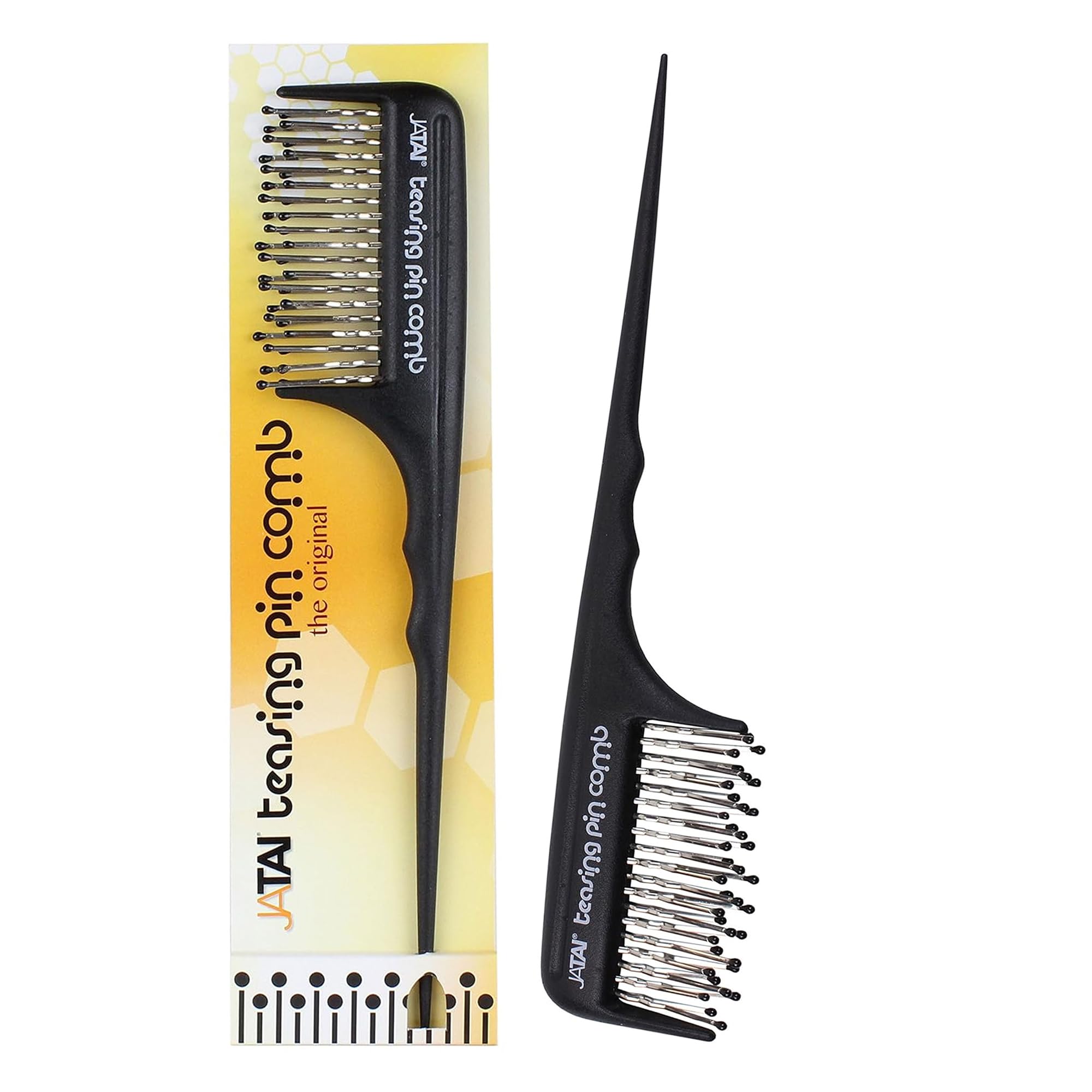 Jatai - Teasing Comb - With ABS Resin Handle - Backcombing Comb - 100% Japanese Stainless Steel Pins - Styling Comb - Heat Resistant - Rust Resistant