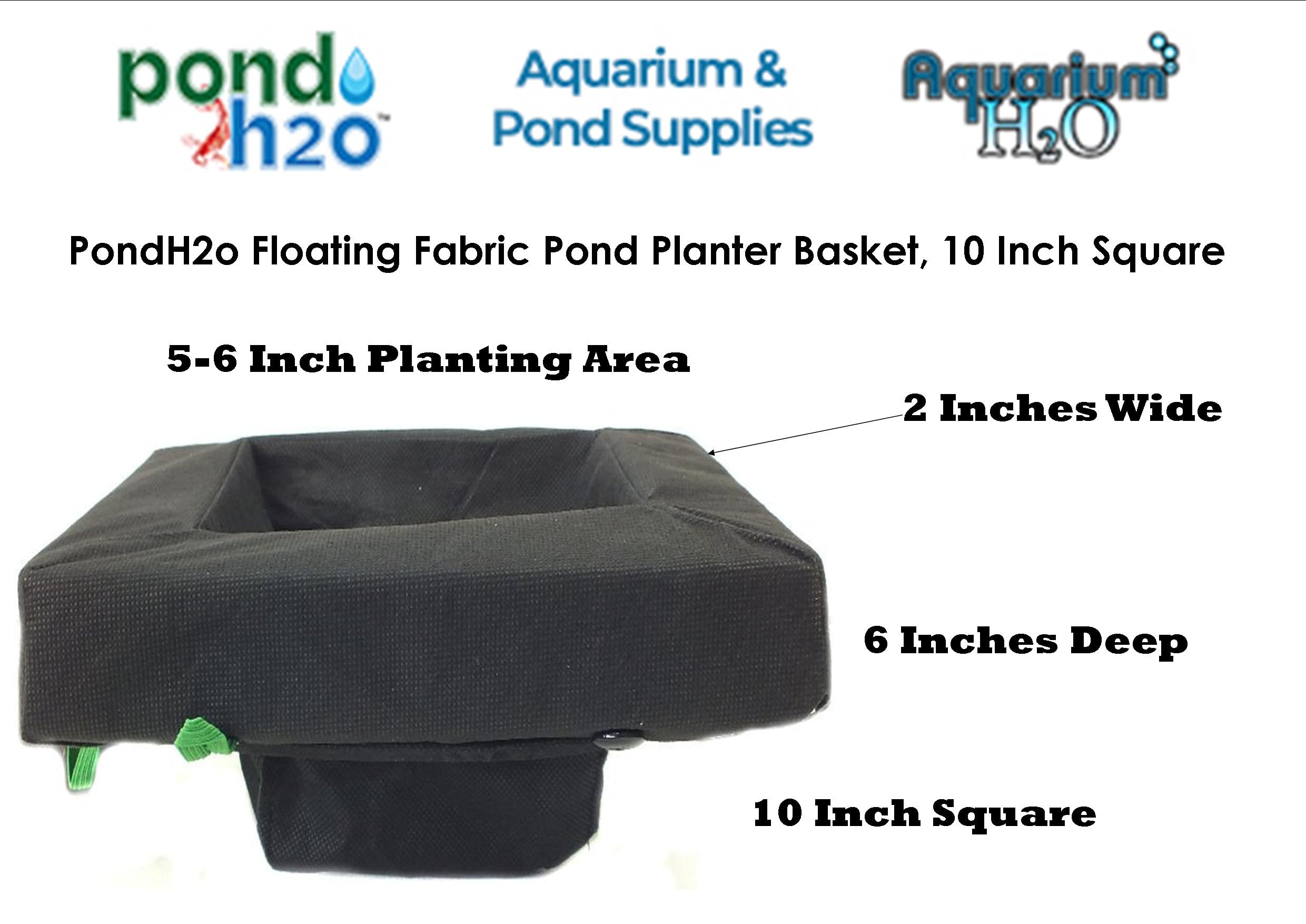 Pondh2o - Cesta flotante para estanque de agua acuática, 10 pulgadas, cuadrada, flotable, isla de plantas y agua