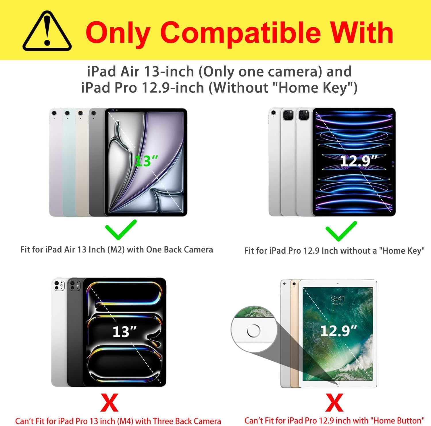 iPad Air 13 inch Case (M3/M2) 2025/2024, iPad Pro 12.9 inch 6th/5th/4th/3rd Generation Folie Case with Pencil Holder Multi-Angle Adjustable Stand Shockproof Pocket/Hand Strap/Auto Wake Sleep, Flowers - Image 2