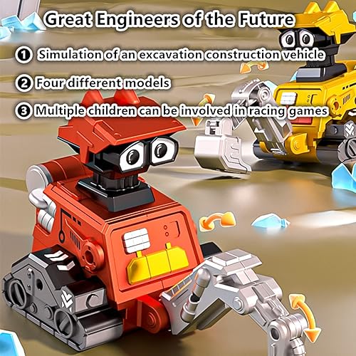 Miniatura 5 de Juguetes de construcción  Juego de 4 juguetes de coche para empujar, juguete de excavadora, juguete bulldozer, juguete rodante de carretera,