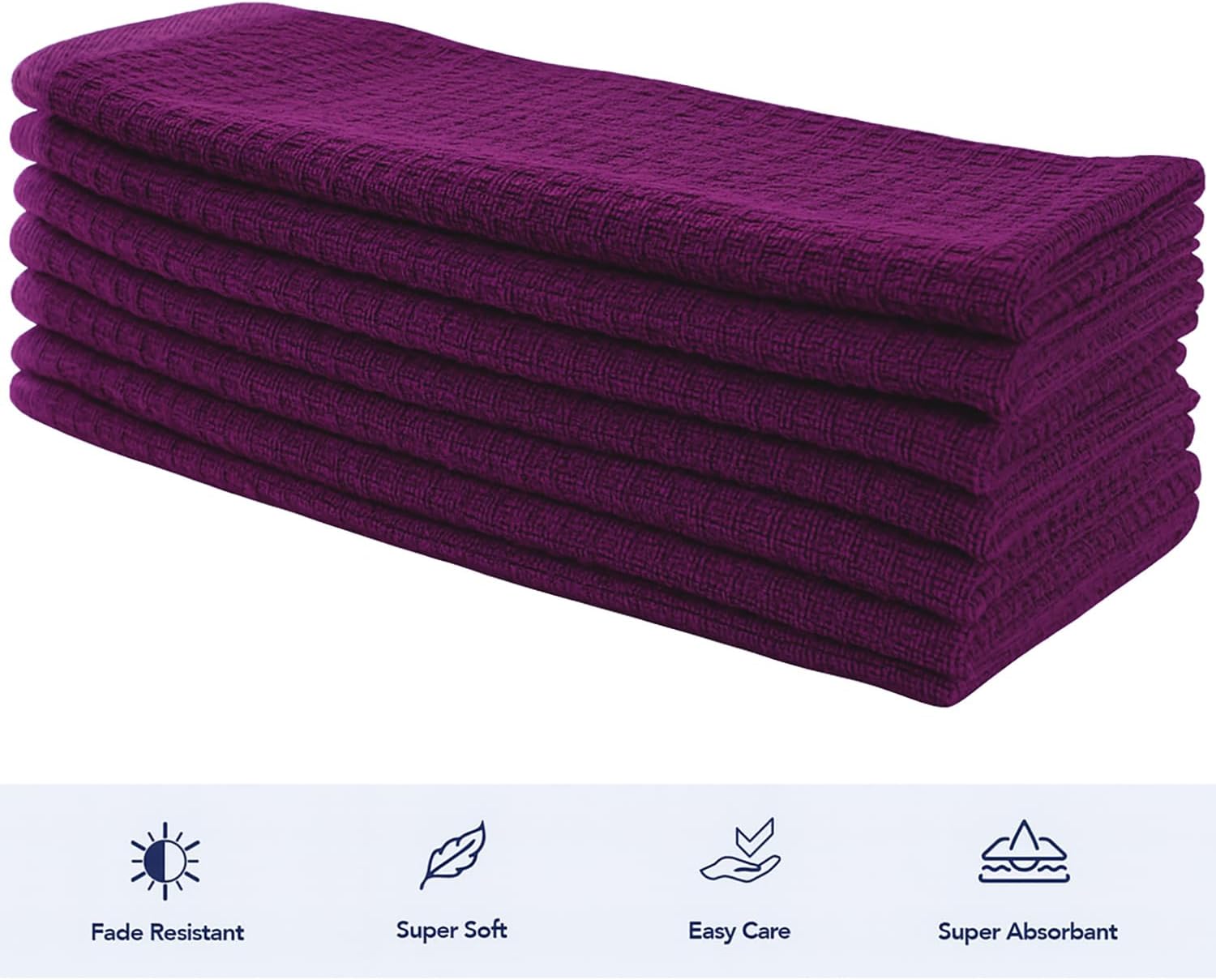 CRAFTSWORTH Cotton Kitchen Towels15 x 26" Solid Purple Kitchen Hand Towels image 3