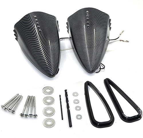 Miniatura 6 de HTTMT - Espejos laterales de visión trasera LED para cerdo de montaje lateral compatibles con la mayoría de los modelos de motocicletas japonesas PN