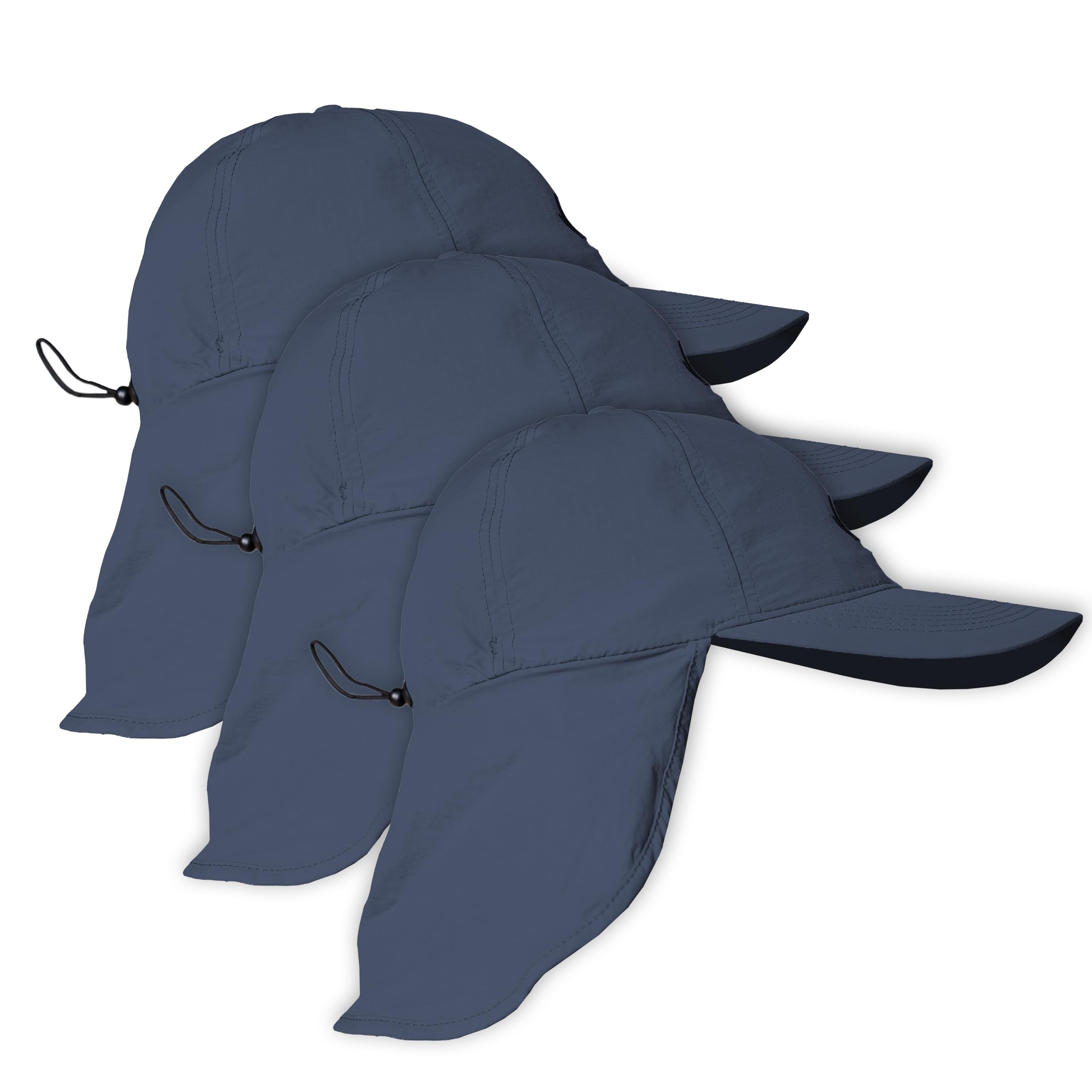 iQ-UV Schutzkappe mit Nackenschutz Unisex UPF 50+ - 3er Pack Blau 55-61cm | Atmungsaktive Cap - TÜV geprüft - für Herren und Damen - Sonnenschutz für Kopf und Nacken - Mütze gegen UV-Strahlung