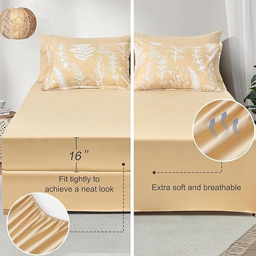 Miniatura 5 de PHF Juego de edredón de 7 piezas tamaño Queen, ultra suave, edredón y sábanas en una bolsa, juego de ropa de cama botánica reversible que incluye