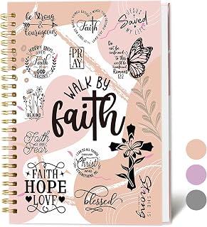 XKDOUS Hardcover Spiral Notebook, Bible Journal, Journal for Women, Pink | Christian Notebook with Tabs and Bible Tracker, Church Notes Journal for Women, Blank Notebooks for Work School Note taking