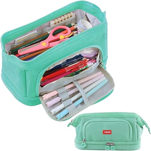 Miniatura 6 de JECCYE Estuche para lápices de gran capacidad, estuche grande para lápices, estuche para bolígrafos para adolescentes, niñas, niños, azul