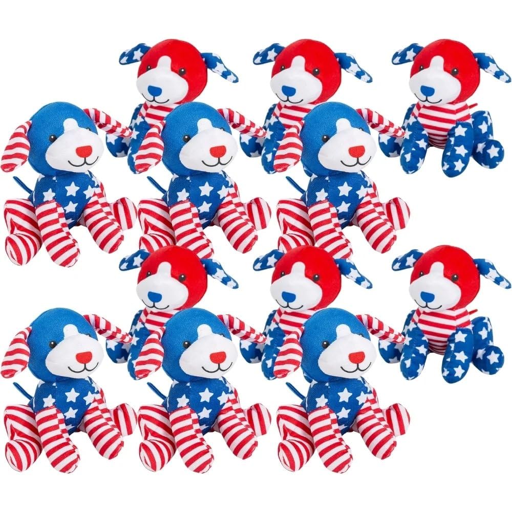 Fun Express Plush Patriotic Dogs - Toys - 12 Pieces