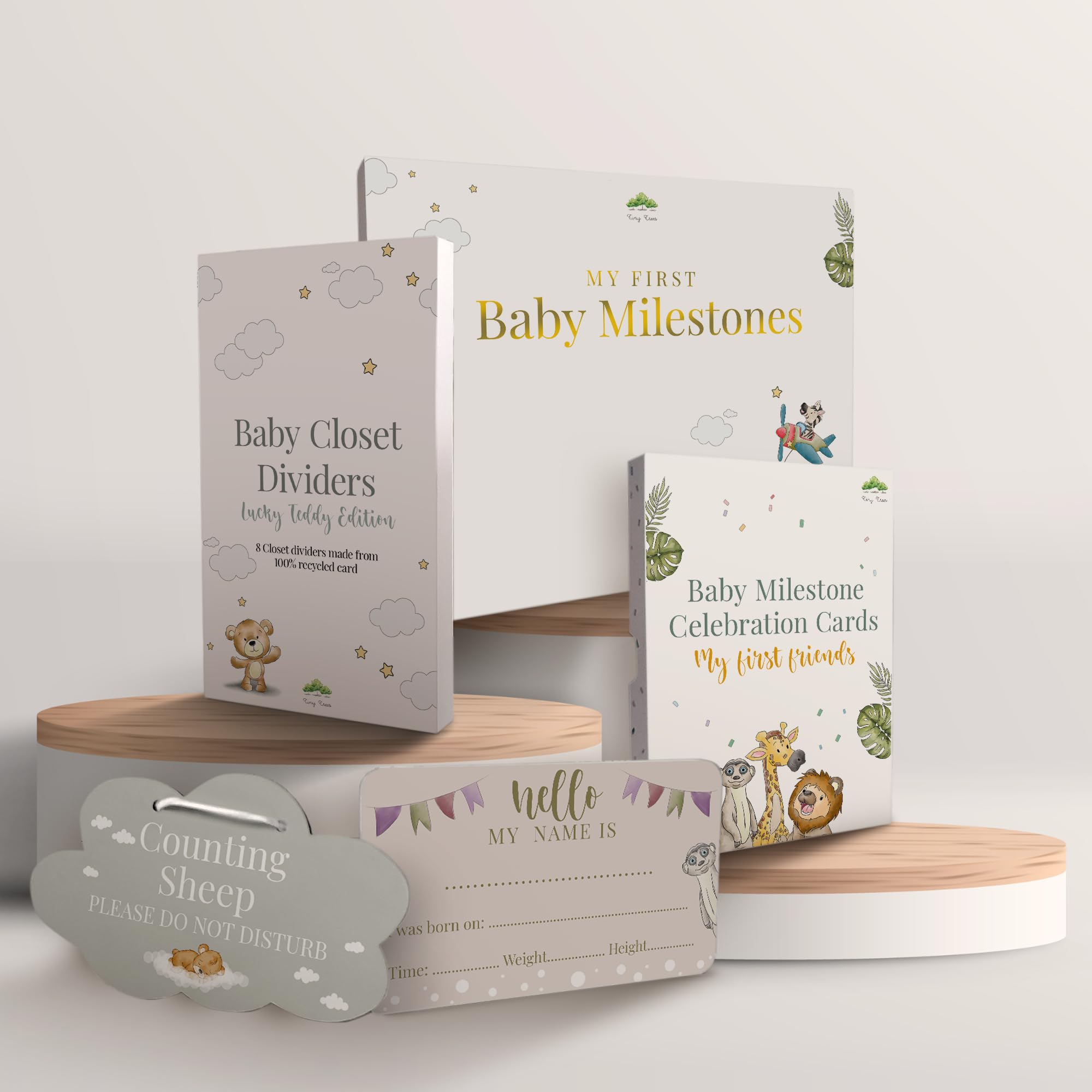 Tiny Trees Baby Milestone Gift Set, Premium Gifts and Keepsake Box, Milestone Cards, Closet Dividers