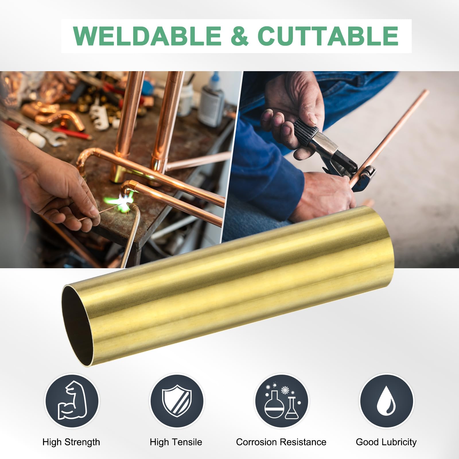 M METERXITY Tubo Rotondo in Ottone H62 200mm Diametro Esterno 50mm Spessore Parete 1mm Senza Cuciture
