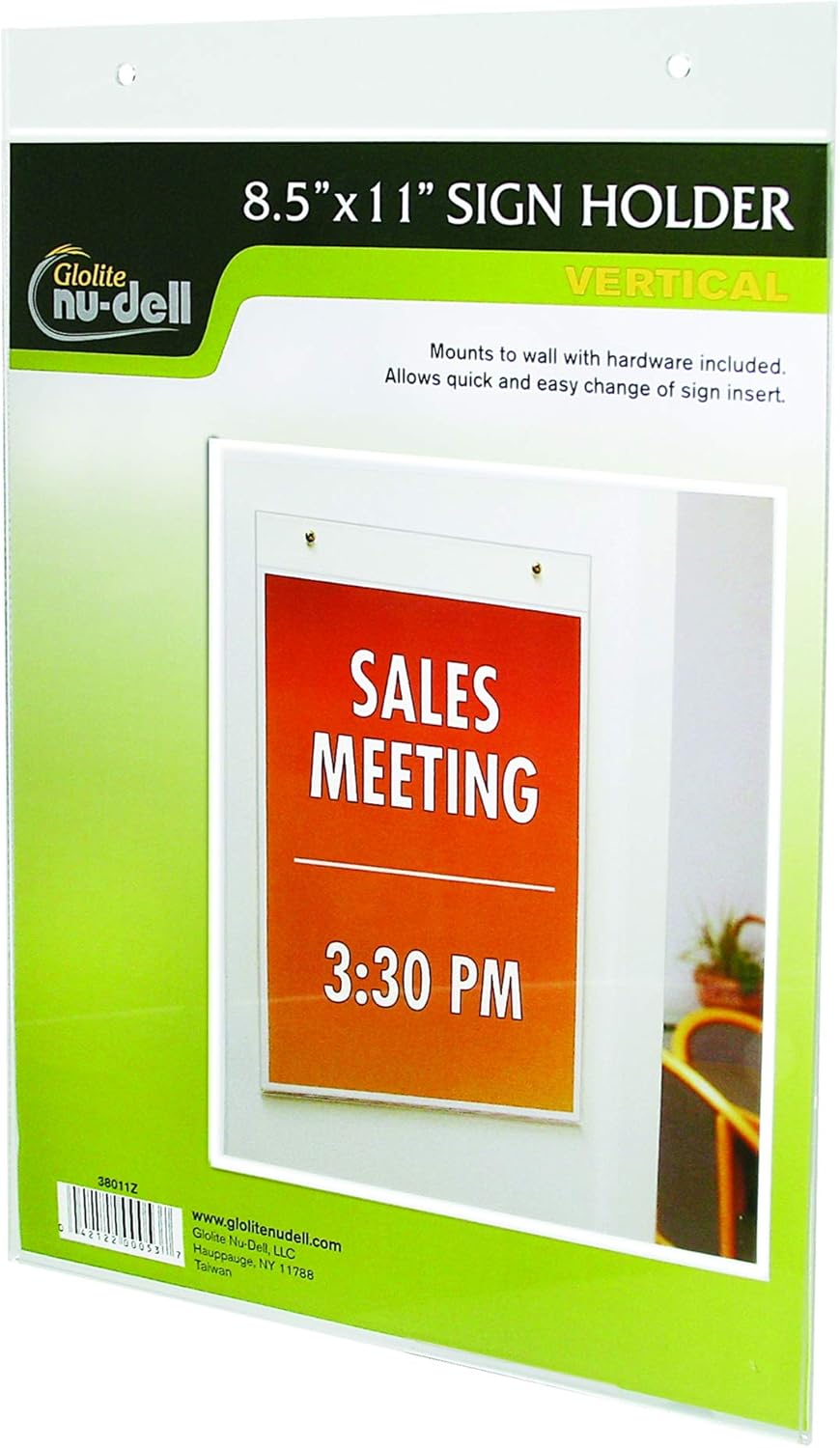 Nu-Dell 8.5 x 11 Inches Vertical Wall Mount Sign Holder, Clear : Document Holders : Office Products