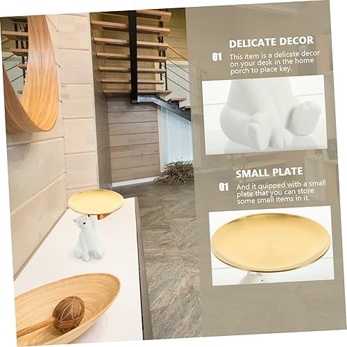 Miniatura 6 de VOSAREA Bandeja de oso para decoración de escritorio de oficina, escultura de oso polar, decoración de mesa, ornamento, bandeja de valet, plato,