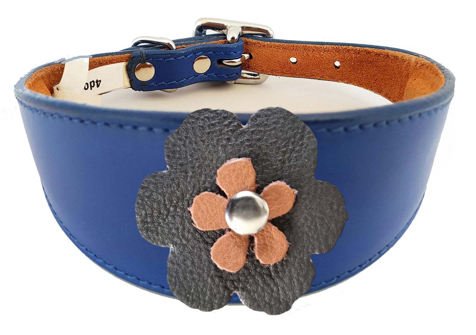 Sighthound Leather Collar with Padded Backing, Flower Design, for Whippet and Greyhound 1-3