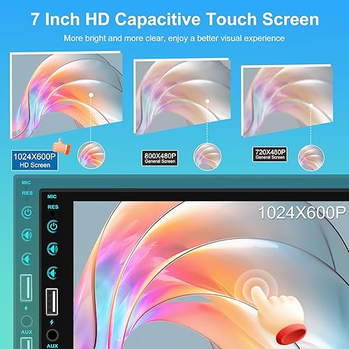 Miniatura 2 de Estéreo HD de 7 pulgadas con pantalla táctil DIN individual - Carplay y Android Auto, radio de coche de 1 DIN con Bluetooth, enlace de espejo, radio