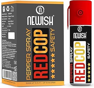 Newish Self Defence Pepper Spray for Women Safety - 55ml Pocket-Sized with 15ft Long Range Powerful Safety Gadget for Men & Women Protection