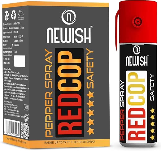 Newish Self Defence Pepper Spray for Women Safety - 55ml | Pocket-Sized with 15ft Long Range | Powerful Safety Gadget for ...