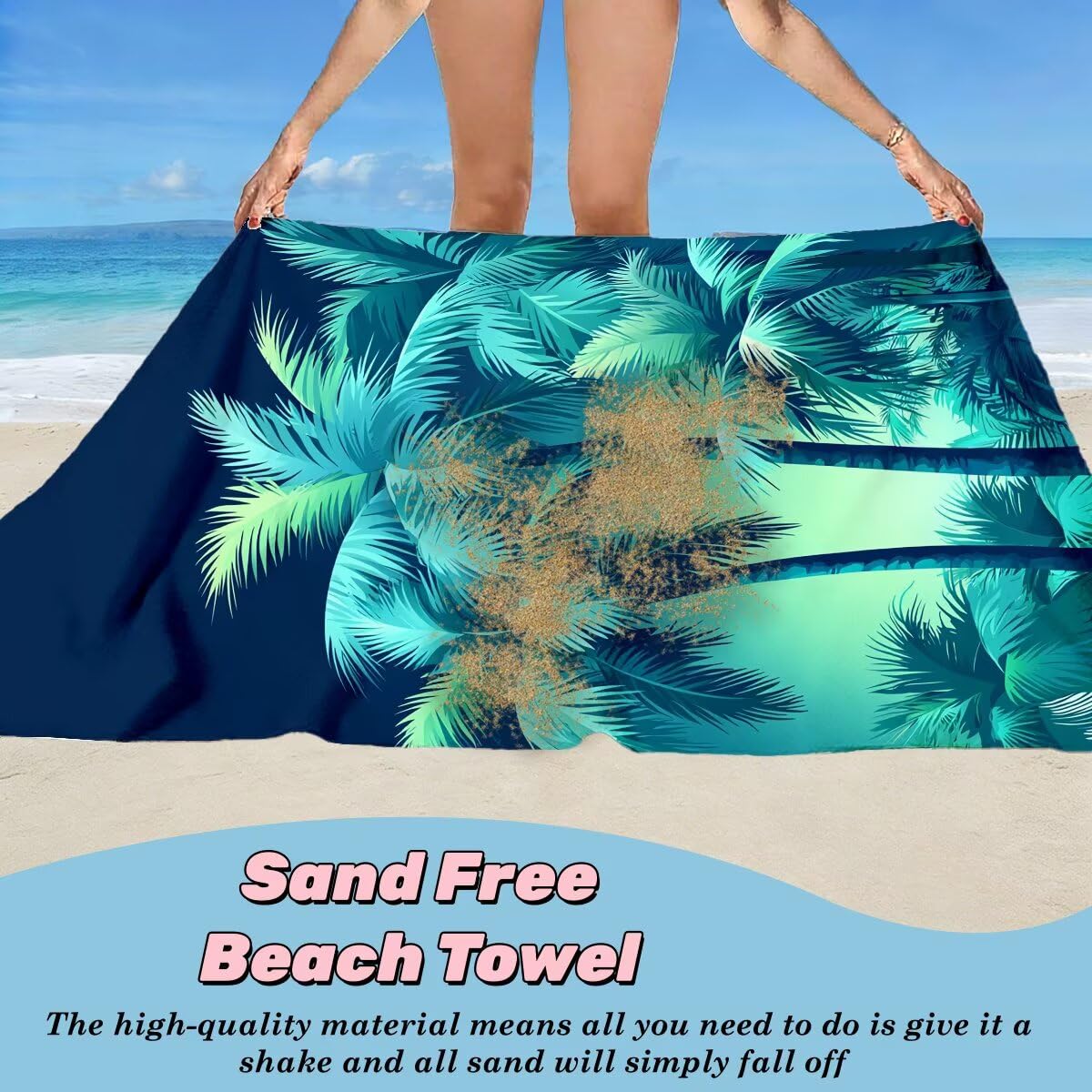 Serviette de Plage XXL 90x200 cm, Lot de 2 Serviette de Bain Microfibre, Anti Sable Serviettes Plage, Séchage Rapide Drap de Bain pour Homme Femme, Portable Fine Serviettes pour Fitness (Arbre) -3869