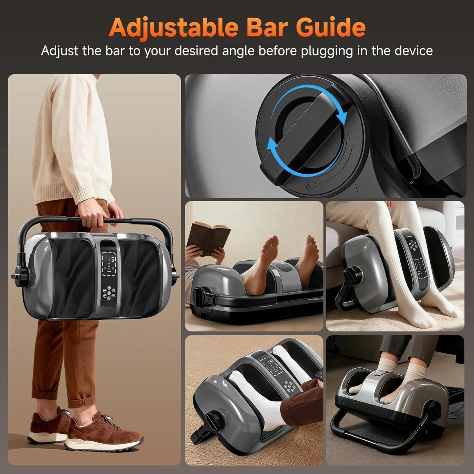 Masajeador de piernas y pies con calor, masaje Shiatsu 3D para fascitis plantar y aliviar el dolor de artritis, control remoto ajustable, para atletas, oficina y trabajadores de pie