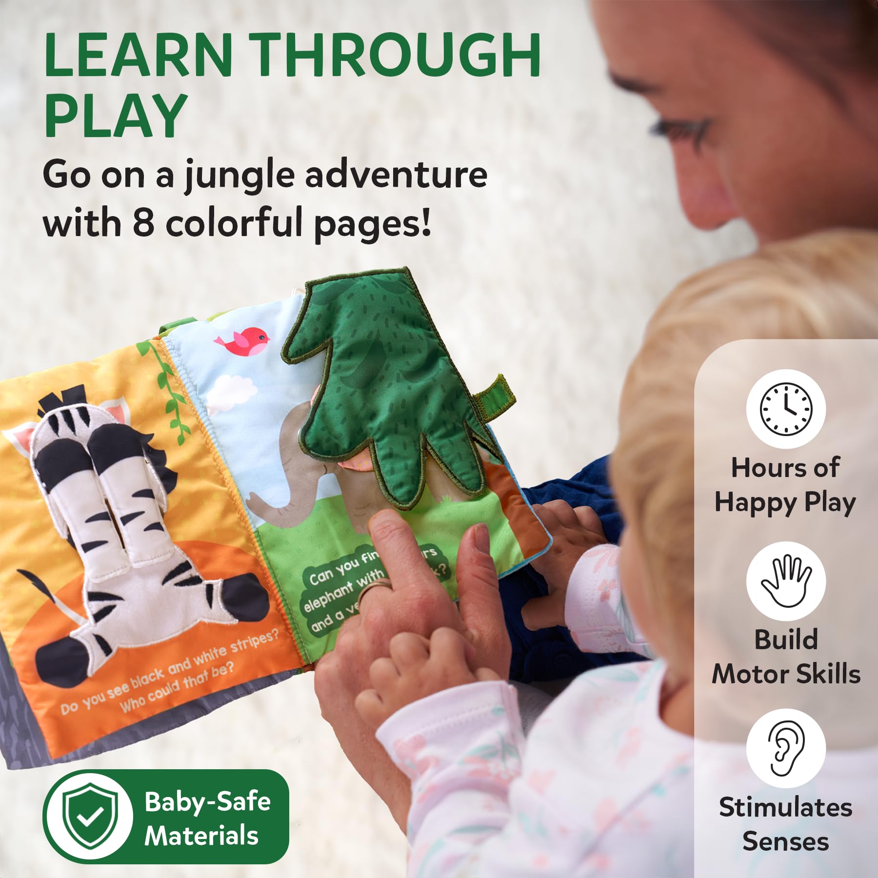 Skillmatics Peek-a-Boo Jungle Book β Soft Cloth Baby Book 1