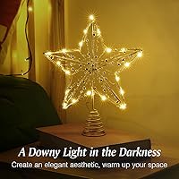 Vista 2 de Lewondr Estrella de Navidad para Árbol, Control Remoto USB 30 cm de Diámetro con Luces y Perlas, Temporizador de 6H, Decoración para Árbol