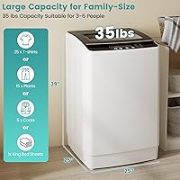 Vista 3 de Auertech Lavadora de 35 libras, lavadora portátil totalmente automática con pantalla LED, 12 ciclos de lavado, 8 niveles de agua, lavadora de gran