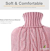 Vista 2 de Botella de agua caliente transparente clásica de 2 litros con cubierta de punto, alivio de calambres, control del dolor y noches acogedoras