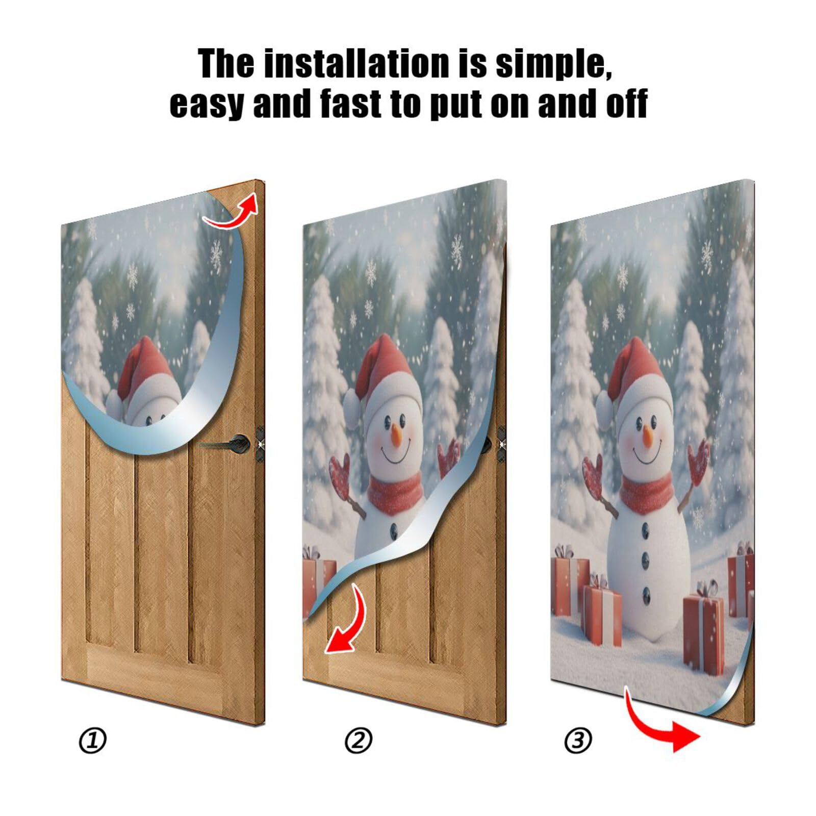 J JOYSAY Christmas Snowman Snowy Door Decorations Door Cover Xmas Decorations Large Fabric Front Door Xmas Decorations for Christmas Decorations,32x79 in