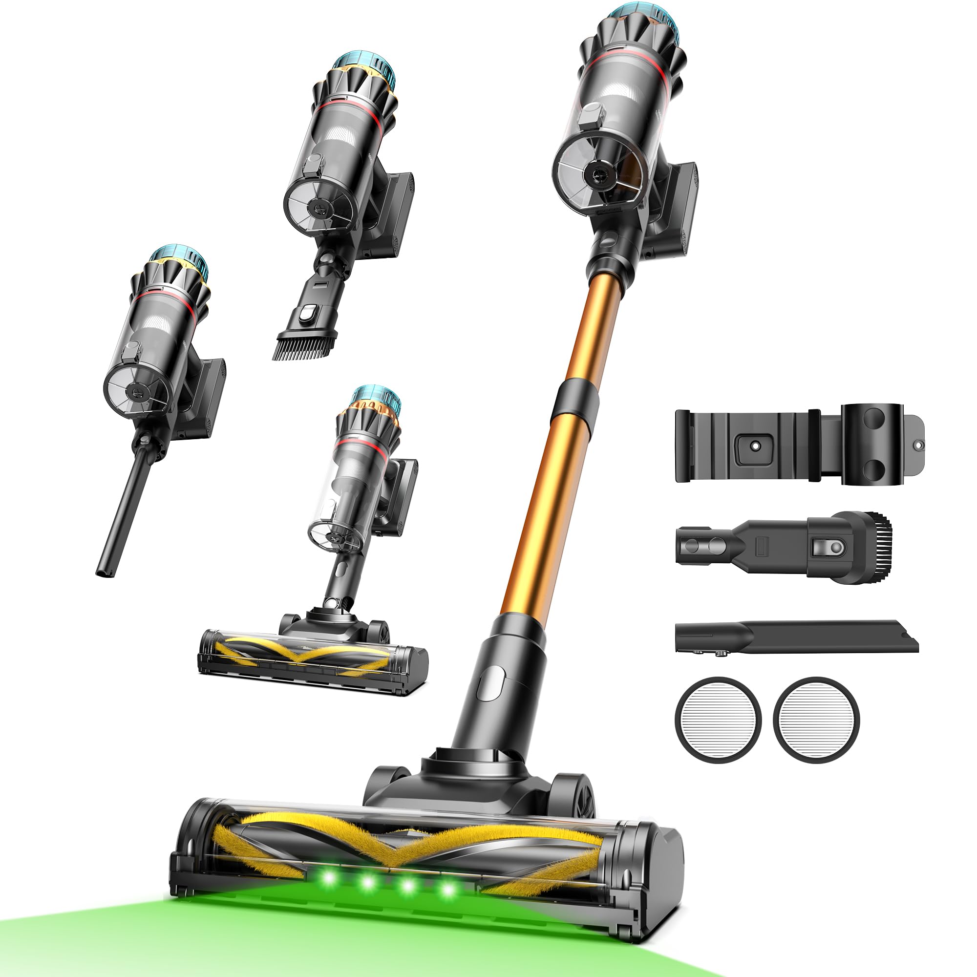 Vexilar V14Pro Cordless Vacuum Cleaner 60kPa/1L/60Min, Multipurpose Accessories, Self-Supporting, Removable Battery, Lightweight, Easy Handling, Upright Broom Vacuum Cleaner for Floors/Carpets/Hairs Global Recycled Standard Global Recycled Standard Global Recycled Standard