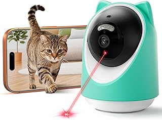 ASFSKY Katzen Kamera Pet Camera with App, Haustierkamera mit App Katzenkamera Heimtierkameras mit Auto-Tracking, Physische Abdeckung für Datenschutz, Bewegungsmelder, Nachtsicht, Audio