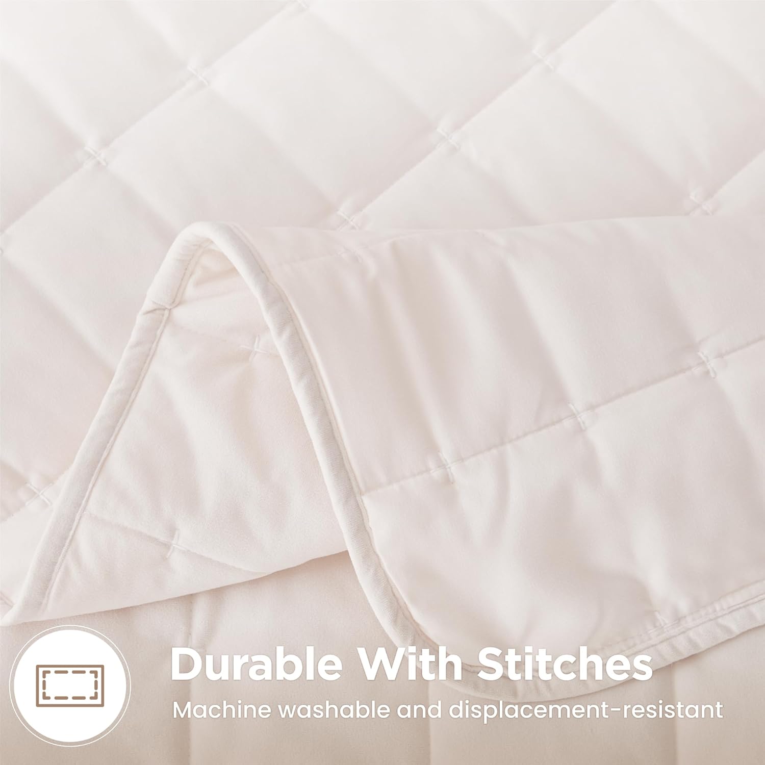 Sophia & William Cashmere Quilt King Size,Striped Bedding Set,Lightweight Coverlet,Super Soft Cashmere Feel Velvet Bedspread for All Season,Beige/Cream(1 Coverlet 108×92", 2 Pillow Shams 36×20")