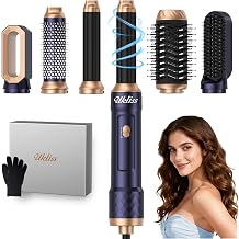 Ukliss 6 in 1 Hair Dryer Brush, Hot Air Brush & Styler with ALCI Safety Plug, Ionic Blow Dryer Brush for Frizz Free Salon Blowout, Volumizing & Auto Curls, for All Hair Types