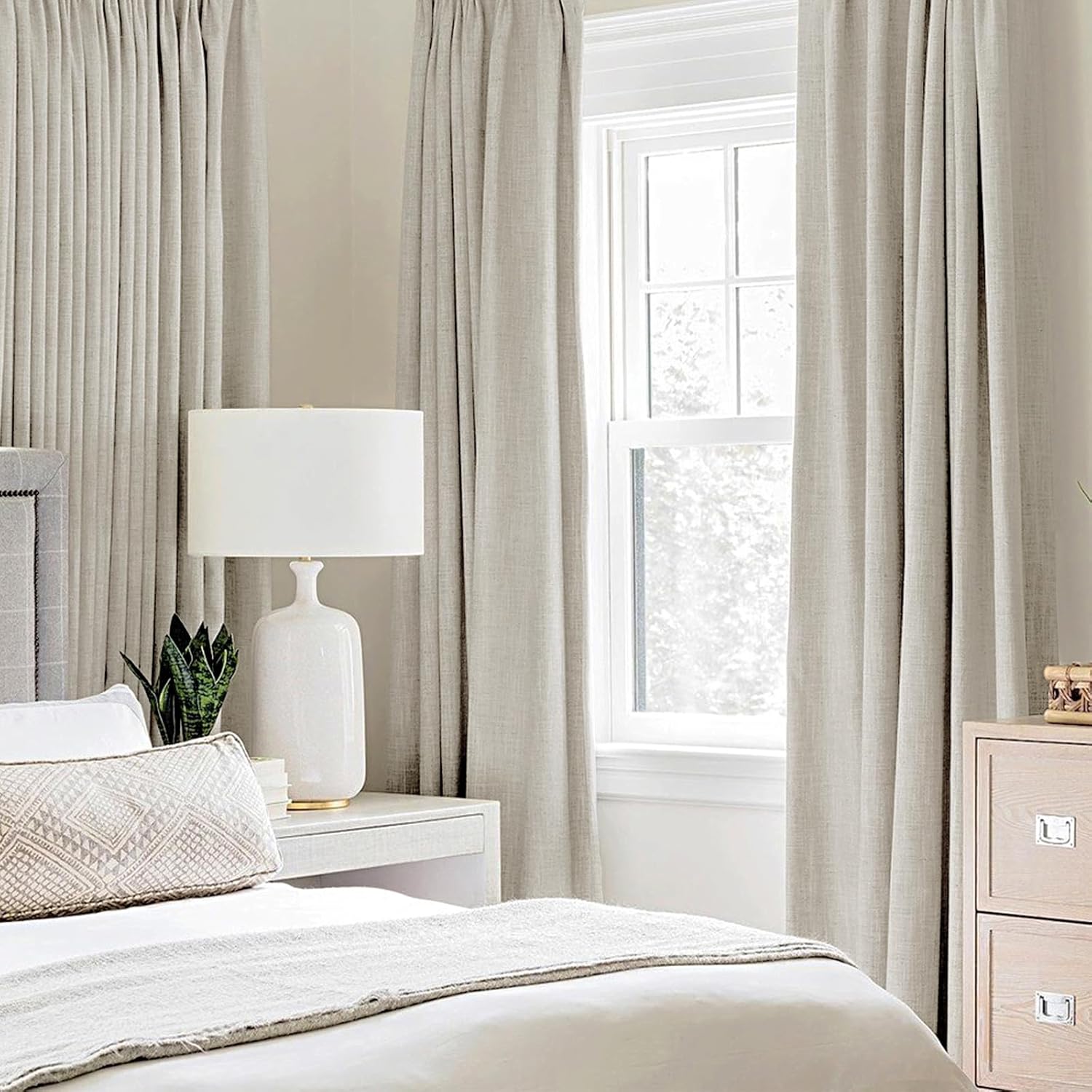 MIULEE 100% Blackout Linen Curtains for Bedroom Thermal Insulated Cobblestone Grommet Room Darkening Curtains & Drapes for Living Room Nursery 52 x 84 Inch (2 Panels) Cobblestone 52"W x 84"L (Pack of 2)