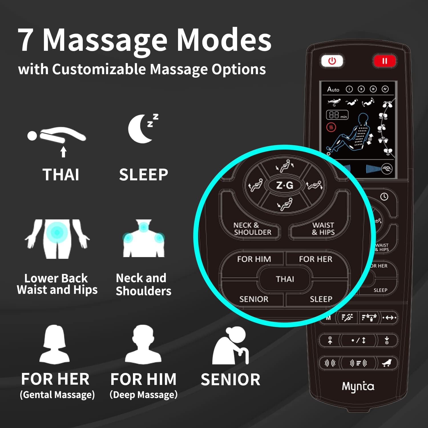 Mynta Massage Chair 3D SL Track Full Body Recliner with Smart Acupoint Scanning, Thai Stretch, Zero Gravity, Bluetooth Speaker, Foot Rollers and Waist Heating(Espresso) : Beauty & Personal Care