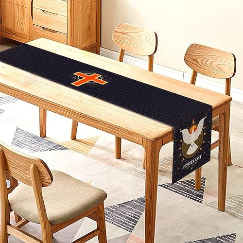 Miniatura 4 de Sunwer Camino de mesa de Pentecostés con espíritu santo cristiano para fiestas, decoración de mesa, decoración del hogar, cocina, comedor, 13 x 72