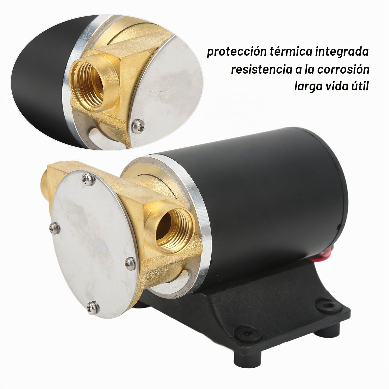 Bomba de Sentina de Impulsor Autocebante, 6GPM Bomba de Transferencia de Agua Interface 20 mm con Motor de Imán Permanente para Barco (12V)