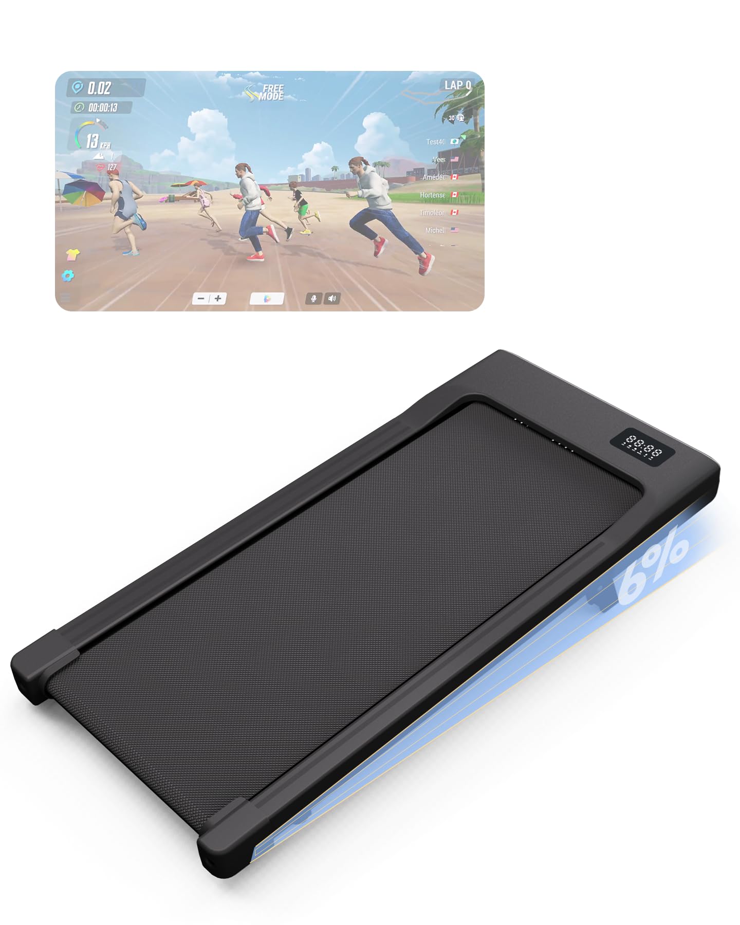 Lacuffy Walking Pad with 6% Incline, Under Desk Treadmill Max 136kg, Walking Treadmill Smart App Control 2.5HP with AI Training and Multi-Runner Races