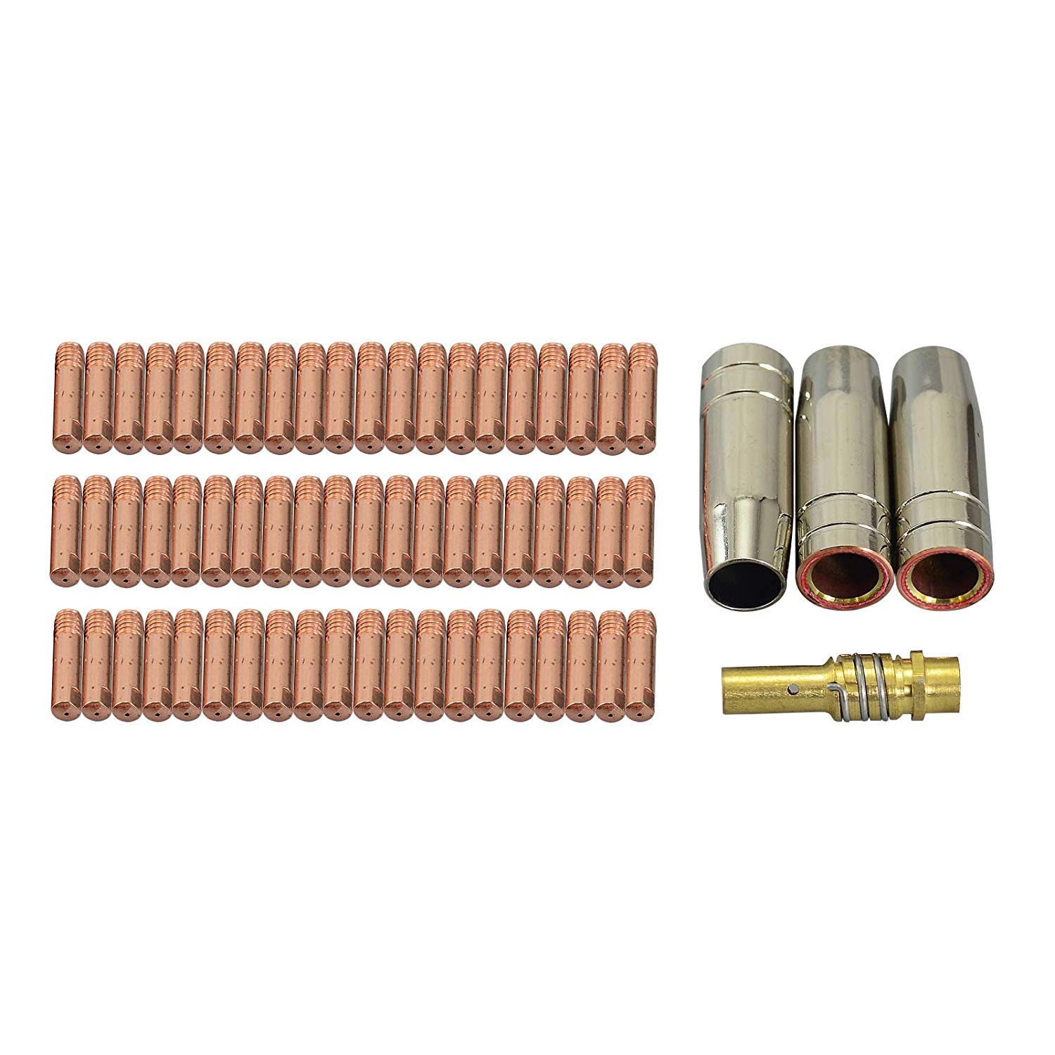 Riverweld Mig Mag Co2 Contact Tips M6 140.0059 0.8Mm Conical Gas Nozzle 145.0075 Tip Holder 002.0078 Kit For Mb15 15Ak Welding Torch 64Pcs