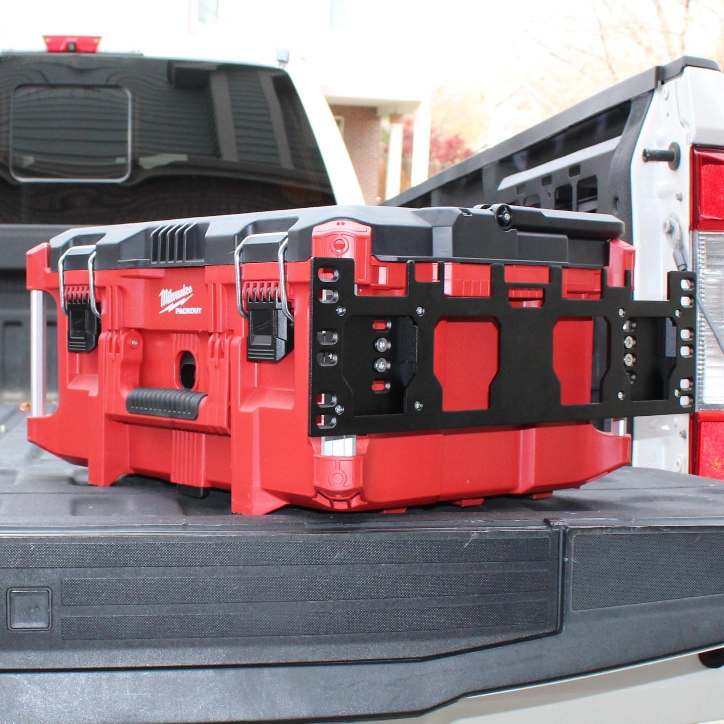 Packout Mount – Front & Side Packout Mounting Plate Compatible with Milwaukee Packout Toolbox-Mounts Crates, Full Size & Half Size Packouts and Milwaukee Packout Accessories-Screws Included – Black