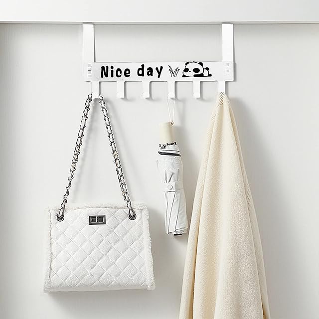 Echehi Metal Over Door Hanger with Nice Day Letter, White Over Door Coat Hooks, Door Hanger for Coat, Towel, Bag, Umbrella, Keys