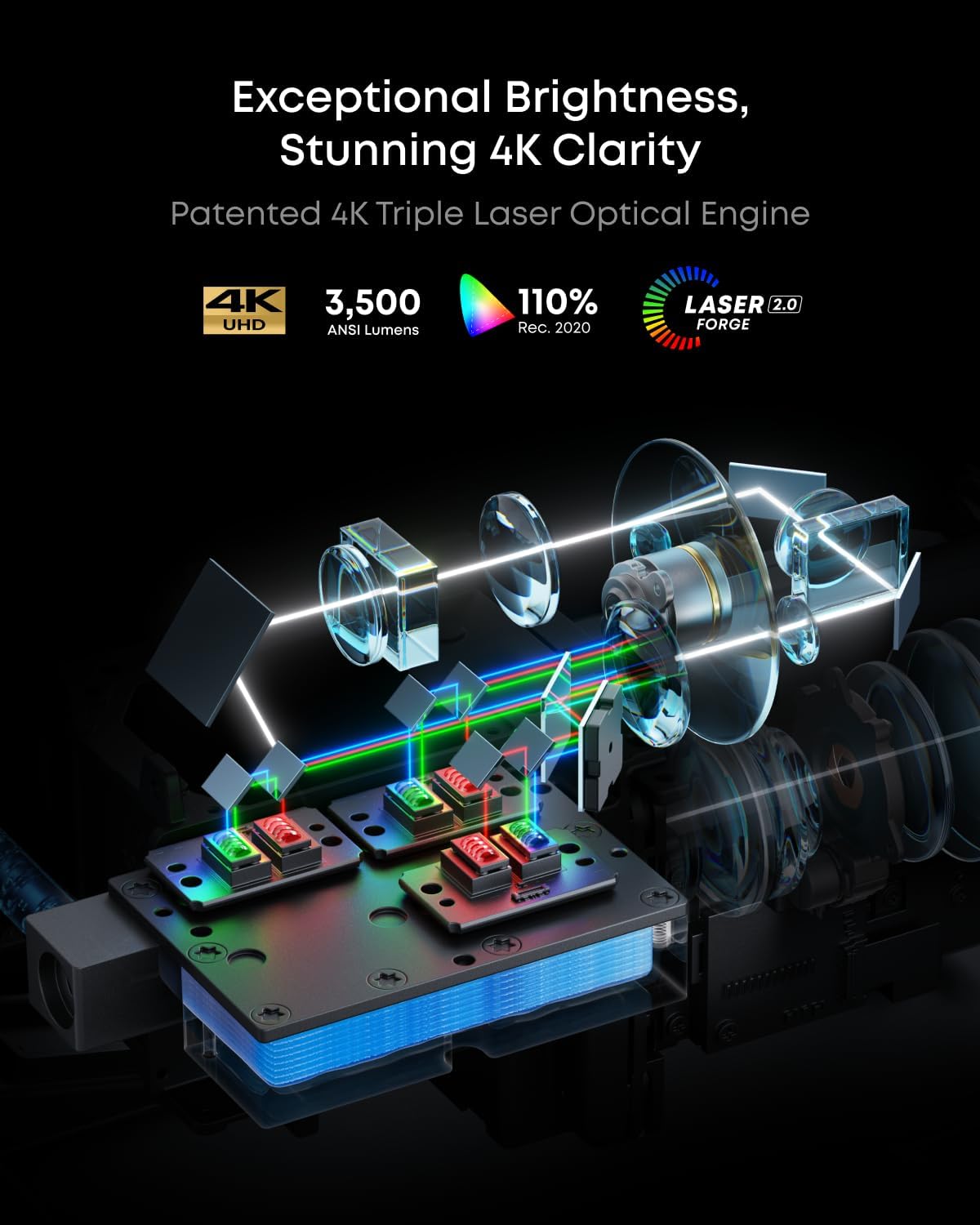 NEBULA X1 Bundle Triple Laser 4K Projector, 3,500 ANSI Lumens, 56,000:1 Contrast, 200W 4.1.2 Surround Sound, Wi-Fi Speaker, 0.9-1.5 Optical Zoom, Smart AI, Dolby Vision, 300" Screen, Micro Gimbal, GTV