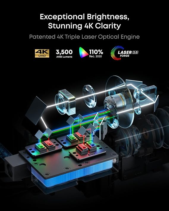 NEBULA X1 Bundle Triple Laser 4K Projector, 3,500 ANSI Lumens, 56,000:1 Contrast, 200W 4.1.2 Surround Sound, Wi-Fi Speaker, 0.9-1.5 Optical Zoom, Smart AI, Dolby Vision, 300 Screen, Micro Gimbal, GTV
