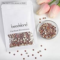 Vista 532 de Beadsland Diamantes de imitación de cristal con parte trasera plana, gemas redondas para arte de uñas y manualidades, pegamento fijo, violeta