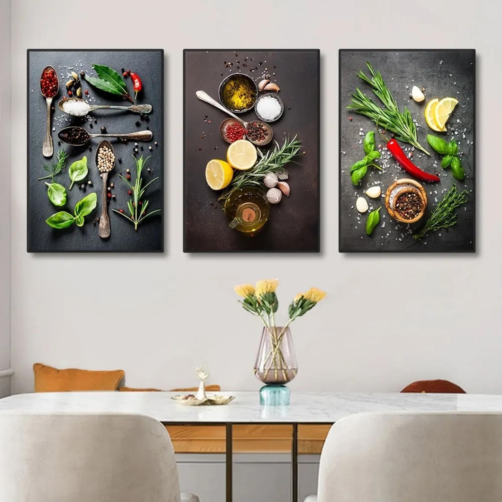 ZHUOYA Motyw kuchenny, mieszanka ziół i przypraw, plakat na płótnie, impresjonistyczna dekoracja artystyczna, obrazy do jadalni, sztuka ścienna, dekoracja 80 x 160 cm x 3 cm, bez ramy