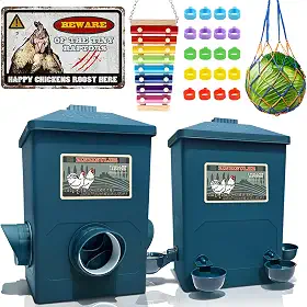 Conjunto de alimentador automático de galinhas e bebedouro de copo - Acessórios para galinheiro, alimentador de aves sem desperdício, 7,3 kg