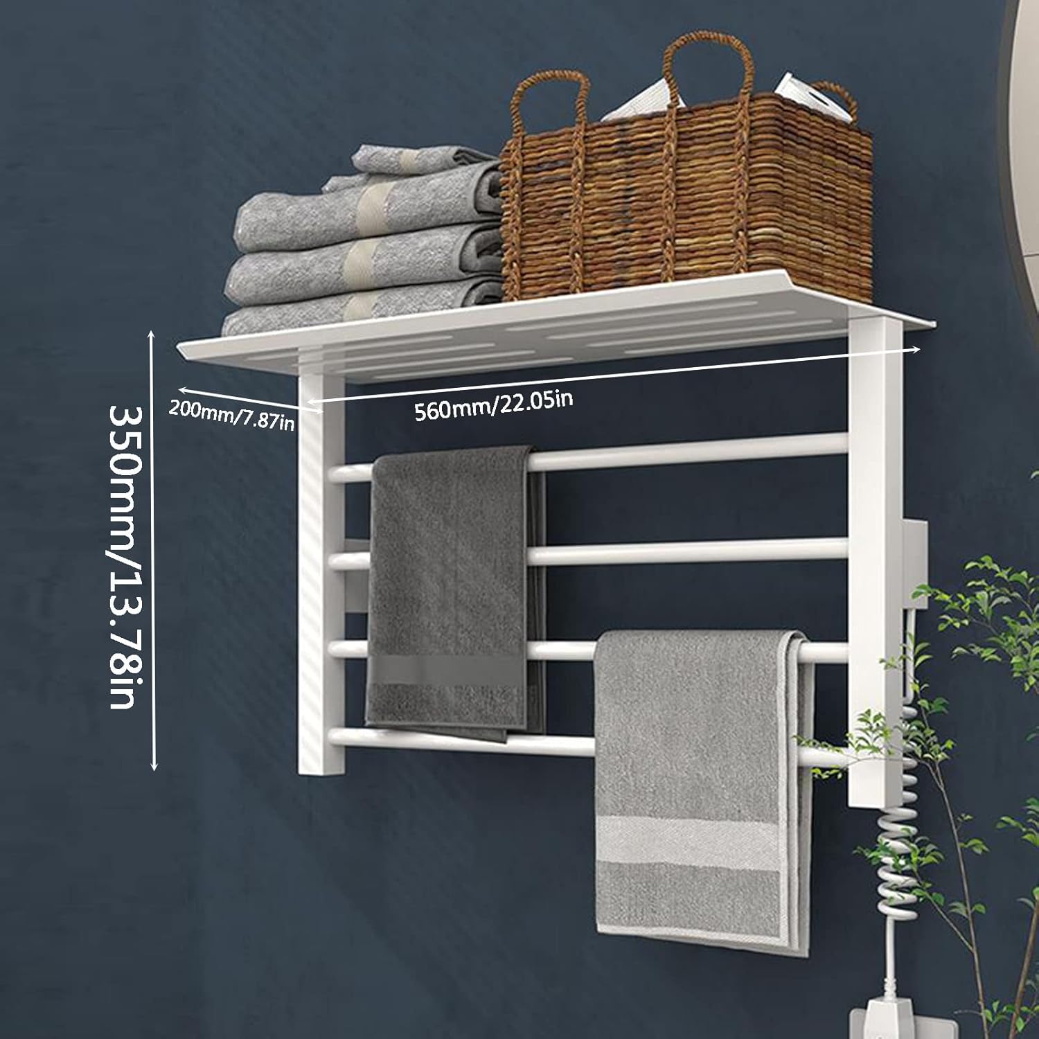 Towel Warmer,Towel Racks for Bathroom Wall Mounted Thermostatic Heater Drying for Towel 70w Stainless Steel Heated Towel Rack 560mm*350mm*200mm