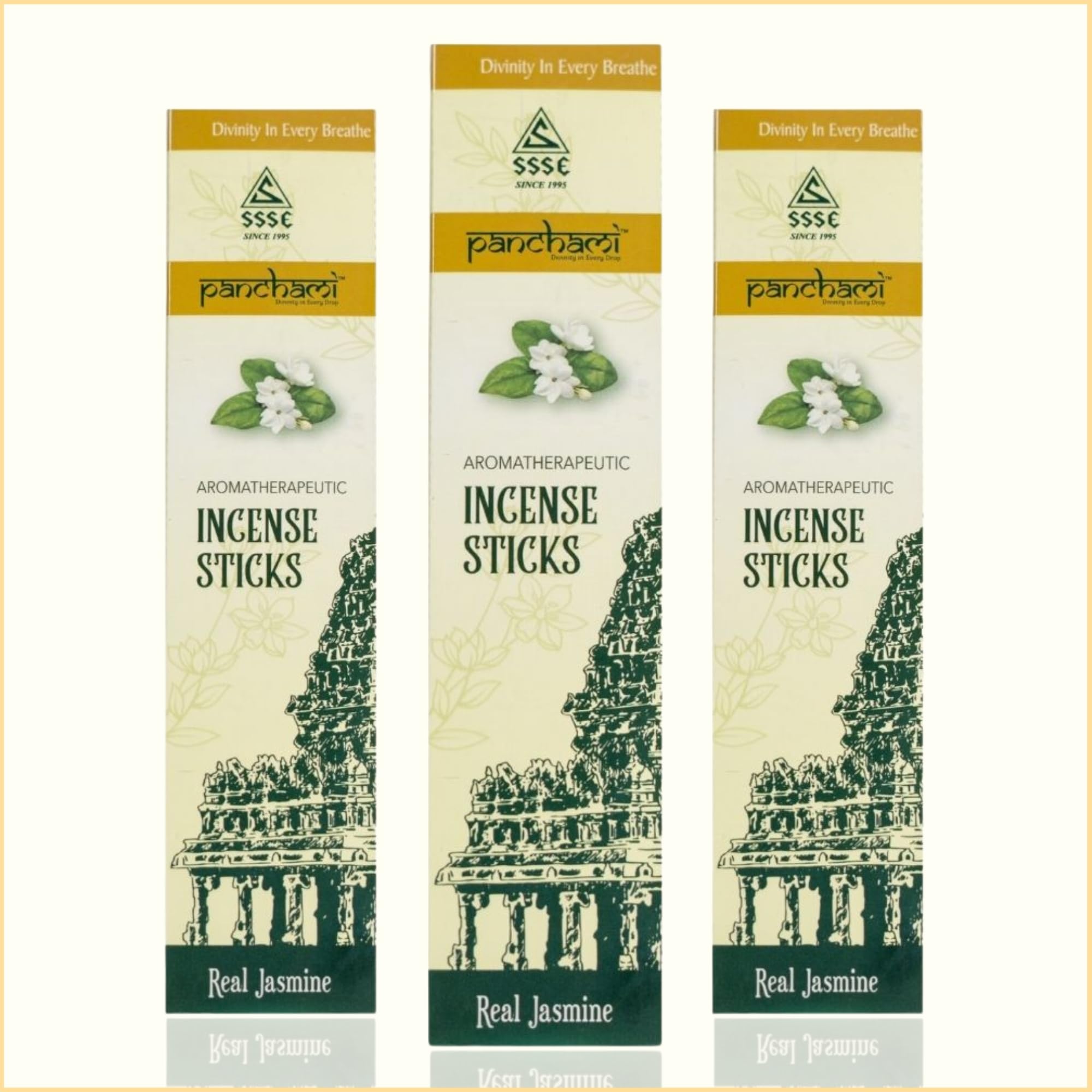 Sacred Fragrances - 3 Real Jasmine Agarbatti Packs | Inspired from Vedas & Puranas | 100% Natural & Pure Incense Sticks | 84 Sticks per Pack