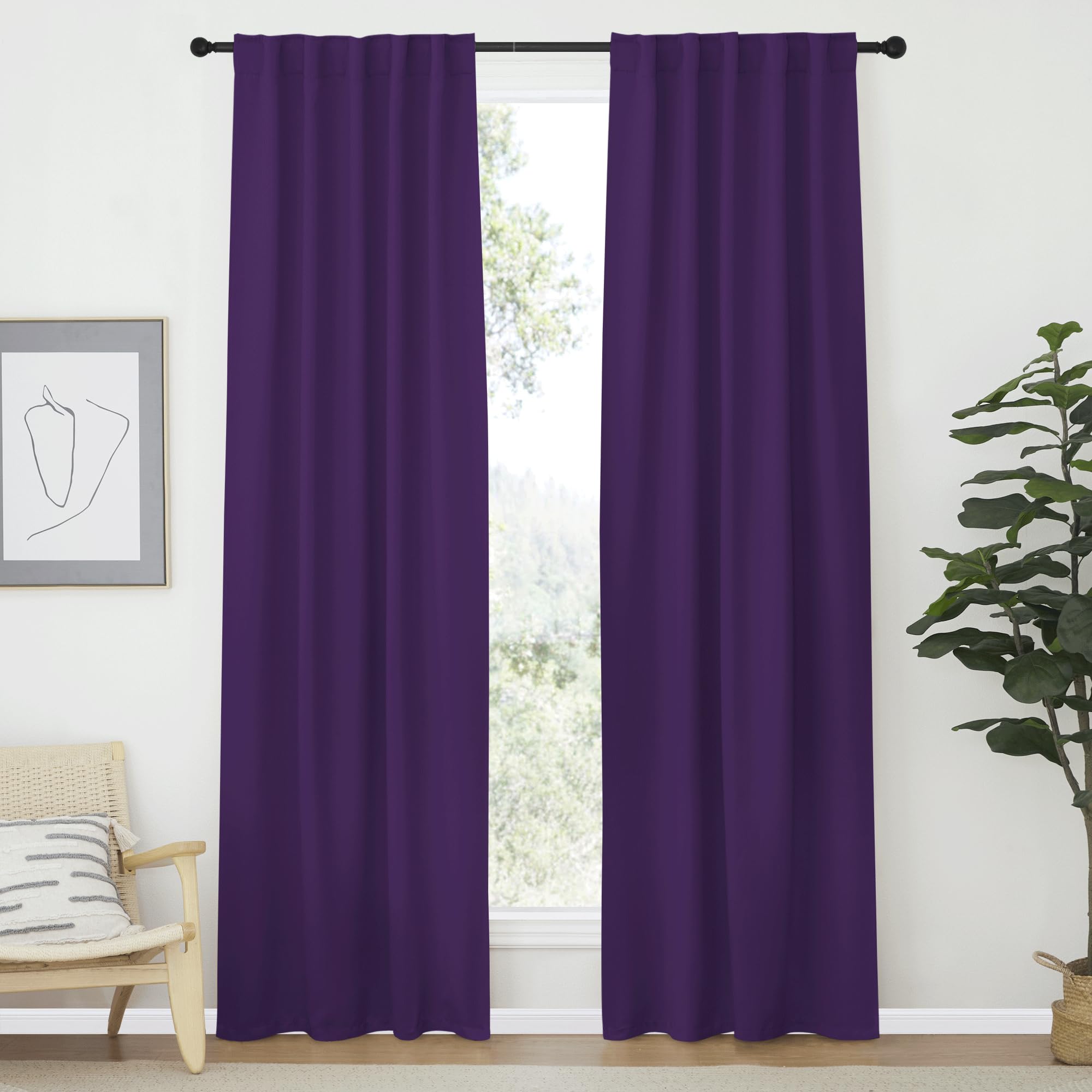 NICETOWN Blackout Curtain Panels Window Draperies - (Royal Purple Color) 42-Inch Wide x84-Inch Long, 2 Pieces, Home Decoration Light &amp; Noise Reducing Window Covering Room Darkening Drapes for Bedroom